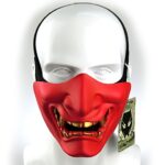 ATAIRSOFT Halloween Costume Cosplay BB Gun Evil Demon Monster Kabuki Samurai Hannya Oni Half Cover Airsoft and Prop Mask (Red)