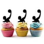 Water Polo Silhouette Acrylic Cupcake Toppers 12 pcs