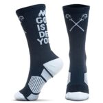 ChalkTalkSPORTS Lacrosse Athletic Mid-Calf Woven Socks | My Goal Lacrosse Socks | Navy