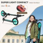WAYPLUS Kick Scooter for Ages 6+,Kid, Teens & Adults. Max Load 240 LBS. Foldable, Lightweight, 8IN Big Wheels for Kids, Teen and Adults, 4 Adjustable Levels. Bearing ABEC9