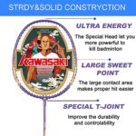 Badminton Rackets Set of 2 for Training, Sport, Including 2 Kawasaki Badminton Racket, 3 Badminton Birdies Feather,1 Badminton Bag Large (Purple)