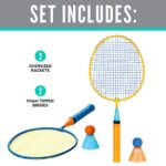 Franklin Sports Kids Badminton Racket Set – Smashminton Kids Oversize Badminton Rackets Set – 2 Player Backyard Youth Set with Birdies