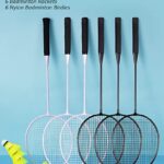 AboveGenius Badminton Rackets Set of 6 for Outdoor Backyard Games, Including 6 Rackets, 6 Nylon Badminton Shuttlecocks, Lightweight Badminton Racquets for Beginners