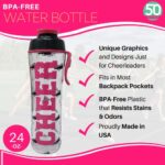 50 Strong Reusable Cheer Water Bottle | 24oz BPA-Free Reusable Cheerleading Water Bottles | Great Cheerleader Gifts for Girls, Cheerleading Gifts for Squad, Cheer Gifts for Cheerleaders | Made in USA