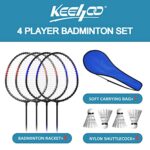 KH 2-4 Player Badminton Rackets Set for Adults Kids,Lightweight & Sturdy,Indoor Outdoor Sports Beach Backyard Game,Racquets,Shuttlecocks & Carry Bag Included