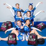 10 Pcs Cheer Bag for Cheerleaders Cheerleader Gifts Cheerleading Black Cheer Drawstring Bag Eat Sleep Gifts Bag for Youth (Popular Pattern)