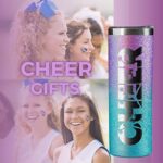 Onebttl Cheerleader Glitter Tumbler Gifts For Girls – Cheer – 20oz/590ml Stainless Steel Insulated Tumbler with Straw, Lid – Gift for Cheerleading, Coach or Cheer Squad – (Purple-Blue Gradient)