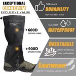 Frelaxy Leg Gaiters 100% Waterproof Hiking Gaiters, Hunting Gaiters with Upgraded Rubber Foot Strap, Adjustable Snow Boot Gaiters for Skiing Motorcycle Snowshoeing (Black, L)