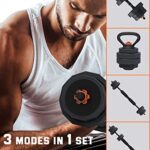 Lusper Adjustable Weights Dumbbells Set, 44lbs Free Weights with 3 Modes, Multiweight Kettlebell/Barbell/Dumbbells with Hexagon Connector, Weights Set Fitness Exercise, Home Gym Workouts for Men and Women