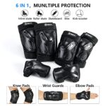 Tanden Skating Protective Gear Adult Knee and Elbow Pads Wrist Guards for Roller Skating Skateboarding, Skate Pads Adult Knee Pads for Men Women Black