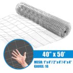 Fencer Wire 16 Gauge Galvanized Super Rabbit Guard Garden Fence, Welded Wire Fence for Preventing Rabbits, Dogs, Cats, Chickens, and Other Small Animals from Damaging The Garden (40 in. x 50 ft.)