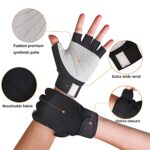 ChinFun Unisex Sailing Gloves Padded Palm Fingerless Kayaking Glove- Perfect for Paddling, Canoeing for Men Women & Youth Grey & Black S