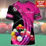 AOVL Personalized Billiard Tshirts, Billiard Shirt, Custom Billiard Flag Shirt, Men’s Pool Billiards Shirt, 8 Ball Men Women