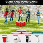 Jumbo Pong – Giant Yard Pong Game for Outdoor Lawn, Backyard, Camping, Tailgating or Beach – Durable Giant Cups with Indoor/Outdoor Ball and Pump Included