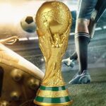 EOFLW World Cup Trophy Replica 2022 World Cup Replica Resin Soccer Collectibles Sports Fan Trophy Gold Bedroom Office Desktop Decor (5.1 inch)