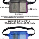 Freegrace Premium Waterproof Waist Pouches Set – Best Way to Keep Your Phone and Valuables Dry and Safe – Perfect for Boating Swimming Snorkeling Kayaking Beach Pool Water Parks (Gray + Blue)