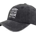 Kayak Accessories for Men Women, Funny Outdoors Kayaking Fishing Hat, Adjustable Washed Cotton Kayak Hair Don’t Care Baseball Caps, Boating Halloween Christmas Birthday Gifts for Mom Dad Wife Husband