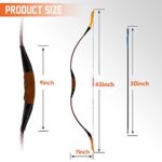 KAINOKAI 43″ Little Dragon Bow – Youthbow Set Traditional Recurve Bow and Arrow for Teens and Kids,Archery Horse Bow Longbow – Beginner Bows 14lbs (Little Red Dragon)