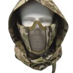 JFFCESTORE Ear Protection Foldable Half Face Airsoft Mesh Mask with Goggles and Headgear Hoods Protective Paintball Headgear Mask Tactical Lower Face Protective Mask CP