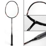 KEVENZ Badminton Racket Set, 2 Carbon Fiber Badminton Racquet, 3 Goose Feather Badminton Birdie, 2 Racket Grip and 1 Carring Bag (Black & Red)
