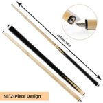 HIJ Loalowe 18 Oz Professional Billiard Cue Sticks Hardwood 58″ Canadian Maple Pool Queue Stick with 13mm Tip,2-Piece,Set of 4
