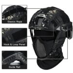 Guayma Airsoft Fast Helmet with Cover Half Mesh Mask Headgear PJ Type Tactical Multifunctional Protective NVG Mount for Paintball Military CS Game Shooting,Black,Large
