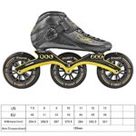 PASENDI Professional Speed Skates Shoes 3 Wheels for Man 3X125MM Big Wheels Carbon Fibre Roller Skating Shoes Black Inline Skate Shoes (Black, US10(EU43))