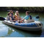 Intex Excursion 4, 4-Person Inflatable Boat Set with Aluminum Oars and High Output Air Pump (Latest Model)