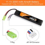 Airsoft Battery 11.1V Rechargeable 3S LiPo 2000mAh 30C Hobby Battery with Mini Tamiya Connector JST XH Connector for Model Guns Airsoft Rifle