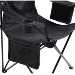 Coleman Camp Chair with 4-Can Cooler | Folding Beach Chair with Built in Drinks Cooler | Portable Quad Chair with Armrest Cooler for Tailgating, Camping & Outdoors, Black, Roomy seat: 24″