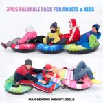 Calo Snow Tube Sled for Kids and Adults 3 Pack, 34″ Inflatable Heavy Duty Snow Tube for Sledding with Handles and Bottom, Big Christmas Outdoor Snowtubes for Toddlers Boys Girls, 0.5mm
