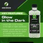 Aim Green Tracer Biodegradable Airsoft BBS, Glow-in-The-Dark BBS, 3,000 Count, 0.20 Grams