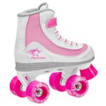 Roller Derby Firestar Youth Girl’s Quad Roller Skates, White/Pink, Size 02