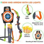 GMAOPHY 2 Pack Bow and Arrow for 5 6 7 8 9 10 11+ Year Old Boys, Birthday Gift for Kids, Indoor Outdoor Activity Toys, LED Light Up Archery Toy with 20 Suction Cup Arrows, Standing Target & 2 Quiver