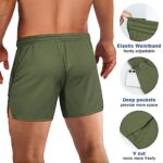 Fasker Mens Athletic Shorts, 5″ Gym Workout Running Shorts Mesh Lightweight Sport Shorts Bodybuilding Training with Pockets, Green, L