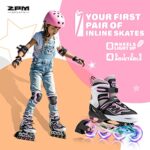 2pm Sports Cytia Pink Girls Adjustable Illuminating Inline Skates with Light up Wheels, Fun Flashing Beginner Roller Skates for Kids – Large (3-6 US)
