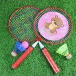 Badminton Racket for Children 1 Pair, Nylon Alloy Durable Badminton Racquet Set for Kids Indoor/Outdoor Sport Game?Including 4 Badminton and 2 Table Tennis? (Red New)