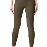 SANTINY Women’s Horse Riding Pants with Zipper Pockets Knee-Patch Schooling Tights Equestrian Breeches for Women (Brown_M)