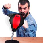Tech Tools Stress Buster Desktop Punching Bag – Suctions to Your Desk, Heavy Duty Stress Relief Ball, Funny Office White Elephant Gift for Boss or Coworker Men and Women