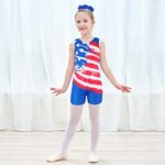 JESKIDS Leotards for Girls Gymnastics with Shorts Dance Biketards Tumbling Matching Hair Scrunchie the USA Flag 10-11 Years