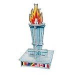 Olympic Flame Torch Centerpiece – Party Decor, Winter or Summer International Games Celebration, 1 pc, Features a Flag Base and Sturdy Foam Centerpiece Torch