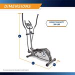 Marcy Magnetic Elliptical Trainer Cardio Workout Machine with Transport Wheels NS-40501E