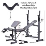 Body Champ Olympic Weight Bench, Workout Equipment for Home Workouts, Bench Press with Preacher Curl, Leg Developer and Crunch Handle for At Home Workouts, Dark Gray/Black, BCB5860