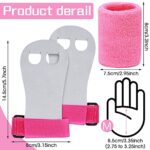 Abeillo 2 Gymnastics Grips Wristbands Sets for Girls Youth Kids, Pink Gymnastic Hand Grips Gymnastic Bar Palm Protection and Wrist Support Sports Accessories for Kids Workout and Exercise (S)