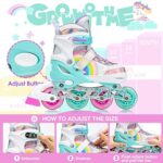 SULIFEEL Rainbow Unicorn Inline Skates for Girls Boys 4 Size Adjustable Light up Wheels Roller Blades for Kids Beginner Small