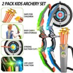 2 Pack Bow and Arrow for Kids, Kids Archery Set with Light-up LED Includes 20 Suction Cup Arrows, Target & Quiver, Indoor & Outdoor Kids Archery Toys Gifts for 3 4 5 6 7 8-12 Years Old Boys Girls