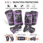 Tanden Skating Protective Gear Adult Knee and Elbow Pads Wrist Guards for Roller Skating Skateboarding, Skate Pads Adult Knee Pads for Men Women Purple