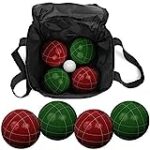 Bocce Ball Set – Outdoor Backyard Family Games for Adults or Kids – Complete with Bocce Balls, Pallino, and Equipment Carrying Case, Black, 7″ x 3.5″