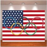 Olympic Sport Photography Backdrops Olympic Rings International Photo Background American Flag Countries for Garden Grand Opening Sports Clubs Party Events Decor Banner 7x5ft Vinyl Shooting Props