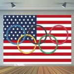 International Olympic Rings Photo Background for Sport Fans Photo Shoot Decor Vinyl 5x3ft Olympic Sport Photography Backdrop for Sport Themed Birthday Party Banner Supplies